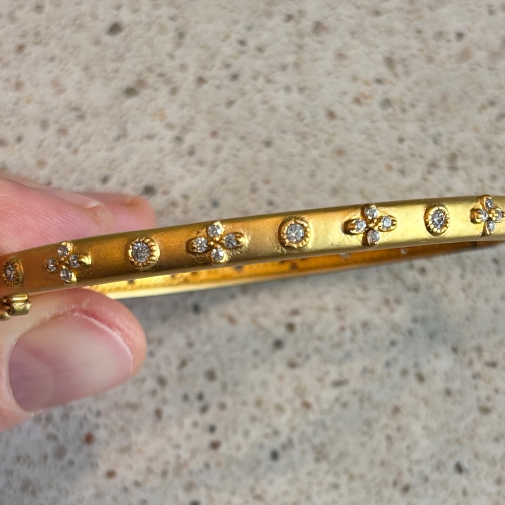 Gold Crystal Accent Bangle Bracelet Freida Rothman 925 streling silver